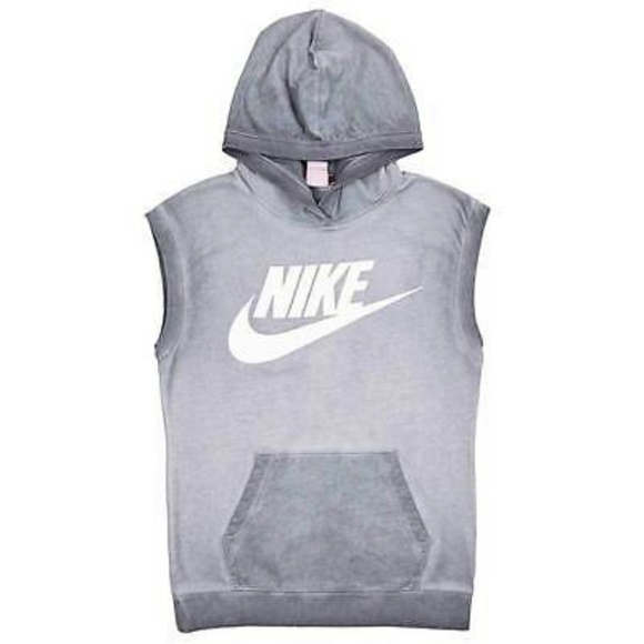 white nike sleeveless hoodie